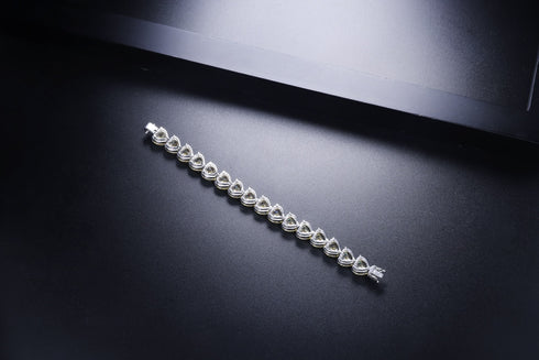 S925 Silver Yellow Shimmering Diamond Zircon Heart-Shaped Bracelet A (HHSY92003-C)