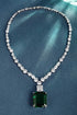 S925 Silver Cultured Emerald Necklace (JSABN09112Y)