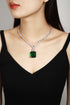 S925 Silver Cultured Emerald Necklace (JSABN09112Y)