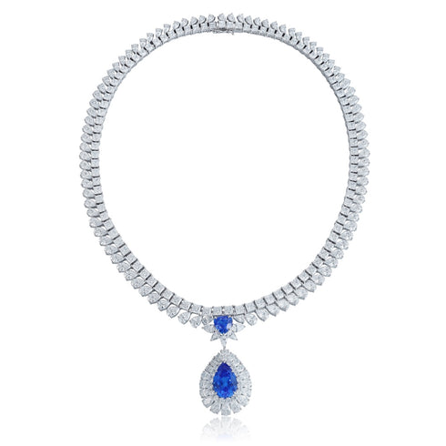 S925 silver cultivated cobalt spinel necklace (JN524Y)