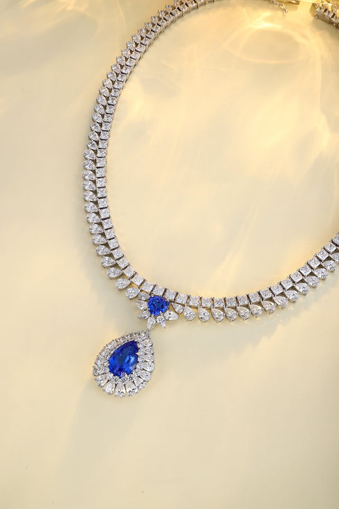 S925 silver cultivated cobalt spinel necklace (JN524Y)