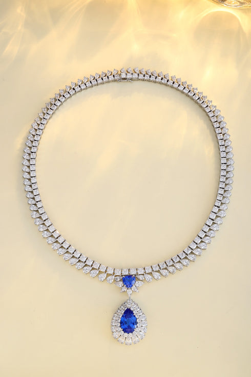 S925 silver cultivated cobalt spinel necklace (JN524Y)