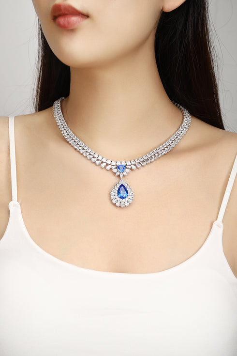 S925 silver cultivated cobalt spinel necklace (JN524Y)