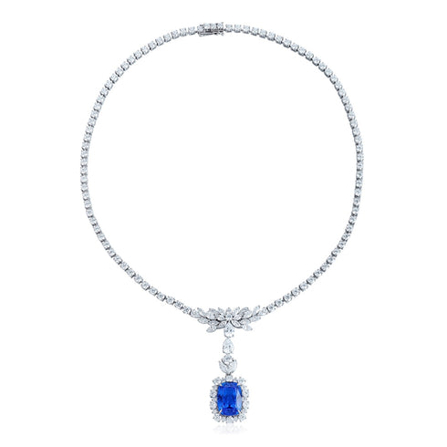 S925 silver cultivated cobalt spinel necklace (JN348Y)