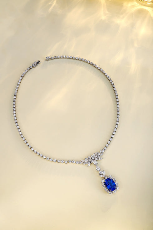 S925 silver cultivated cobalt spinel necklace (JN348Y)