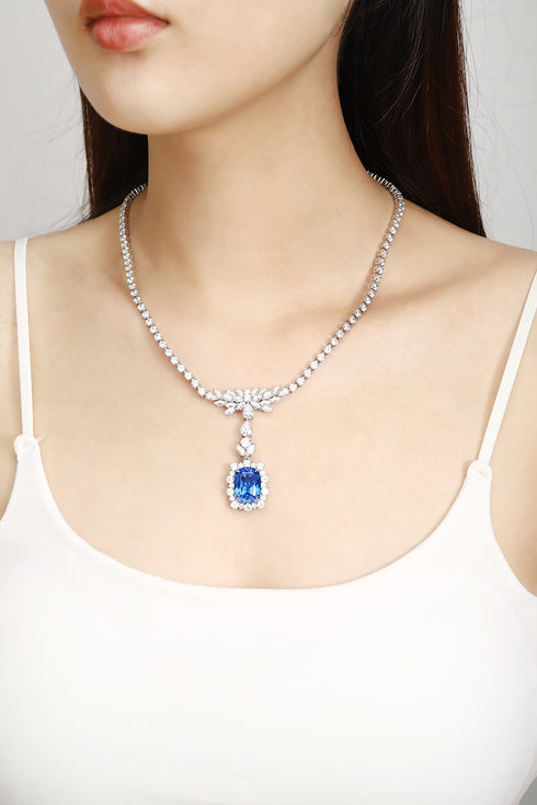 S925 silver cultivated cobalt spinel necklace (JN348Y)