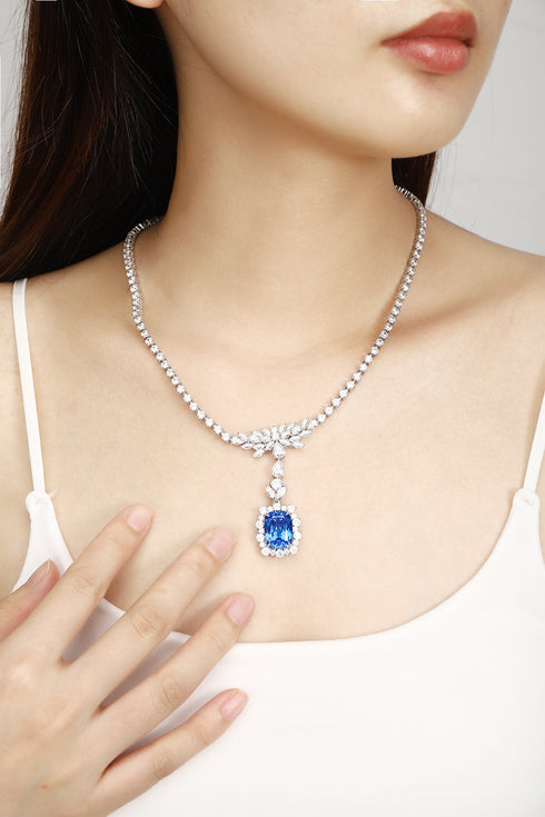 S925 silver cultivated cobalt spinel necklace (JN348Y)