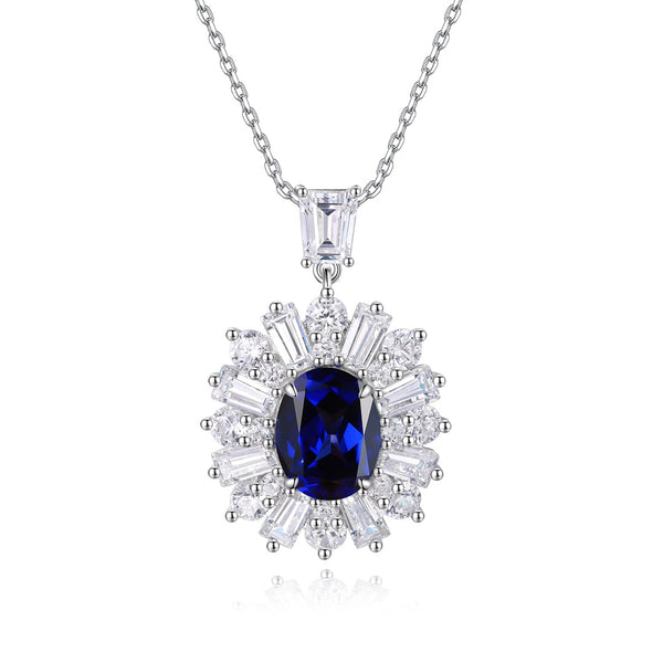 S925 silver cultured sapphire necklace (JSABN451Y)