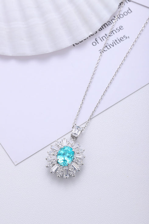 S925 Silver Cultured Paraiba Necklace (JN451Y)