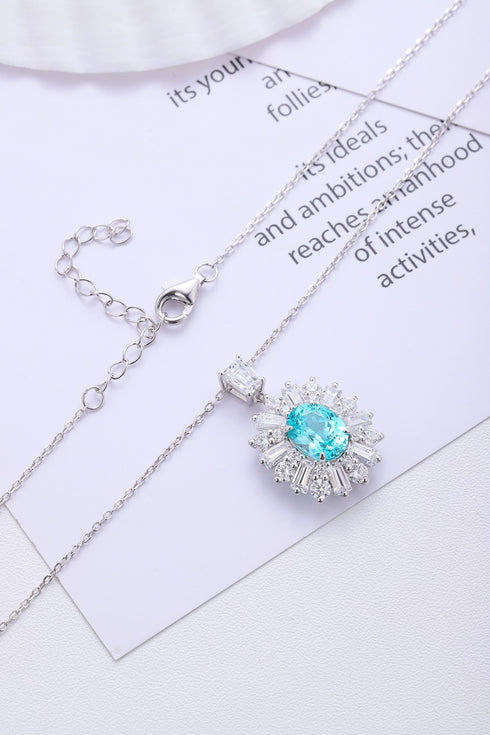 S925 Silver Cultured Paraiba Necklace (JN451Y)