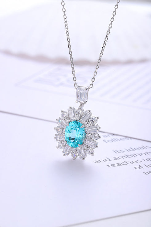 S925 Silver Cultured Paraiba Necklace (JN451Y)