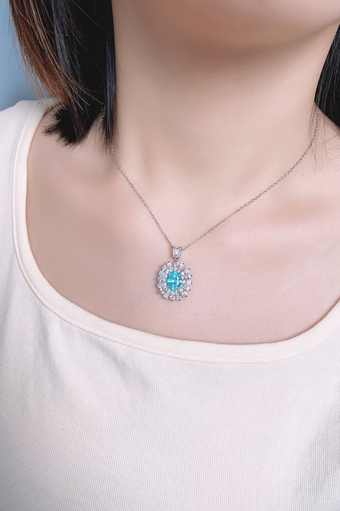 S925 Silver Cultured Paraiba Necklace (JN451Y)