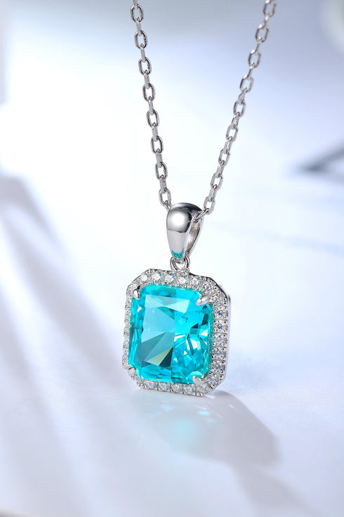 S925 Silver Cultured Paraiba Necklace A (JN220Y)