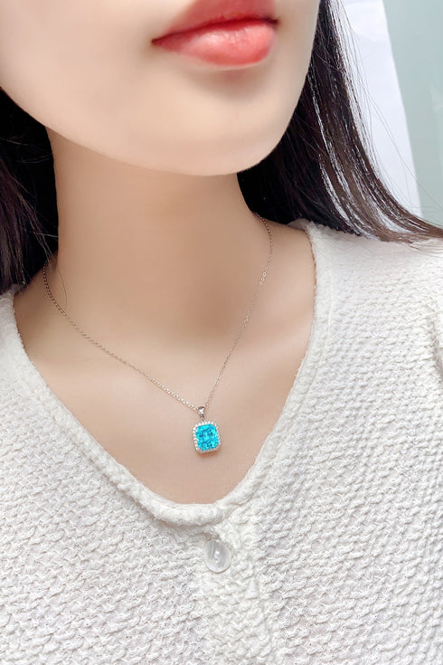 S925 Silver Cultured Paraiba Necklace A (JN220Y)