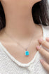 S925 Silver Cultured Paraiba Necklace A (JN220Y)