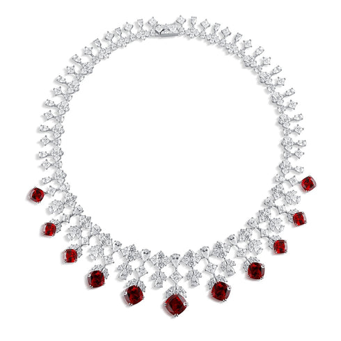 S925 Silver Synthetic Ruby Deluxe Large Chain (PN123Y)