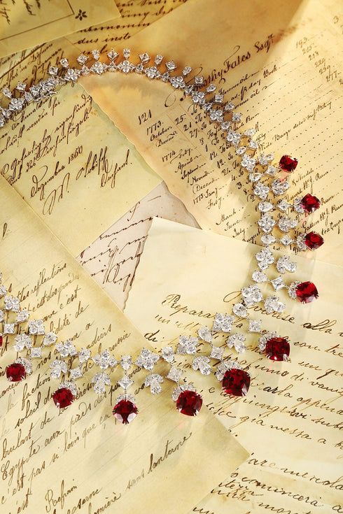 S925 Silver Synthetic Ruby Deluxe Large Chain (PN123Y)