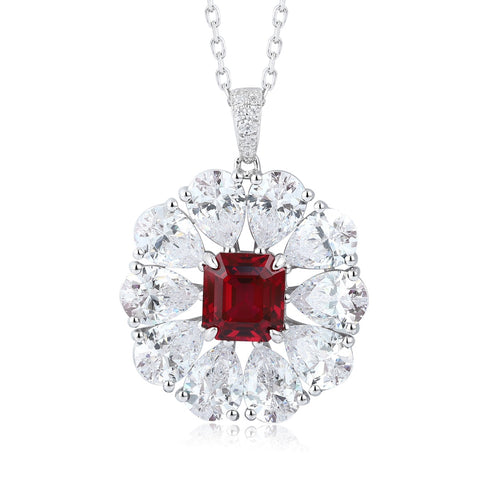 S925 Silver Cultured Ruby Necklace (JRURN035Y)