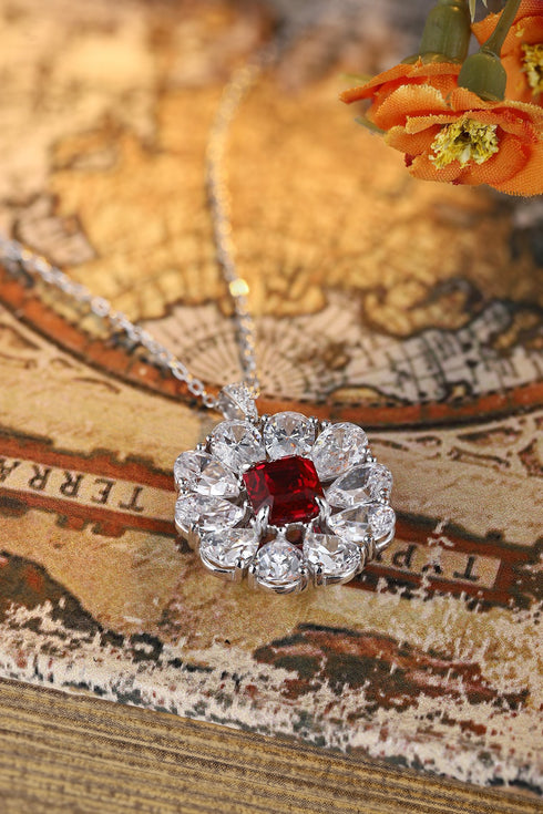 S925 Silver Cultured Ruby Necklace (JRURN035Y)