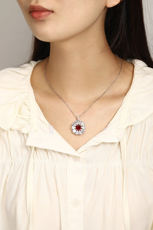 S925 Silver Cultured Ruby Necklace (JRURN035Y)