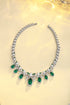 S925 silver cultured emerald necklace (JSEGN740Y)