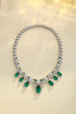 S925 silver cultured emerald necklace (JSEGN740Y)