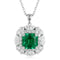 S925 Silver Cultured Emerald Necklace (JSEGN2010Y)