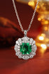 S925 Silver Cultured Emerald Necklace (JSEGN2010Y)