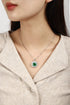 S925 Silver Cultured Emerald Necklace (JSEGN2010Y)