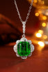 S925 Silver Cultured Emerald Necklace (JSEGN525Y)