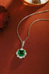 S925 Silver Cultured Emerald Necklace (JSEGN525Y)
