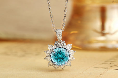PT950 lab-grown diamond lab-grown Paraiba pendant (excluding chain) (NRUR1800 Platinum)