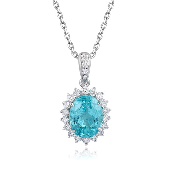 PT950 lab-grown diamond lab-grown Paraiba pendant (Excluding chain) (JSABN088 Platinum)