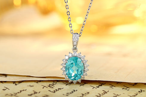 PT950 lab-grown diamond lab-grown Paraiba pendant (Excluding chain) (JSABN088 Platinum)