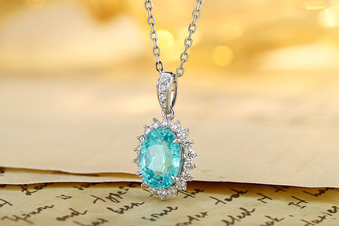 PT950 lab-grown diamond lab-grown Paraiba pendant (Excluding chain) (JSABN088 Platinum)