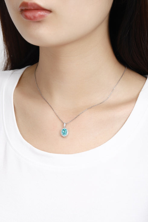 PT950 lab-grown diamond lab-grown Paraiba pendant (Excluding chain) (JSABN088 Platinum)