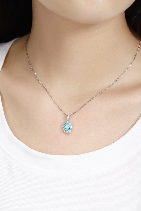 PT950 lab-grown diamond lab-grown Paraiba pendant (Excluding chain) (JSABN088 Platinum)