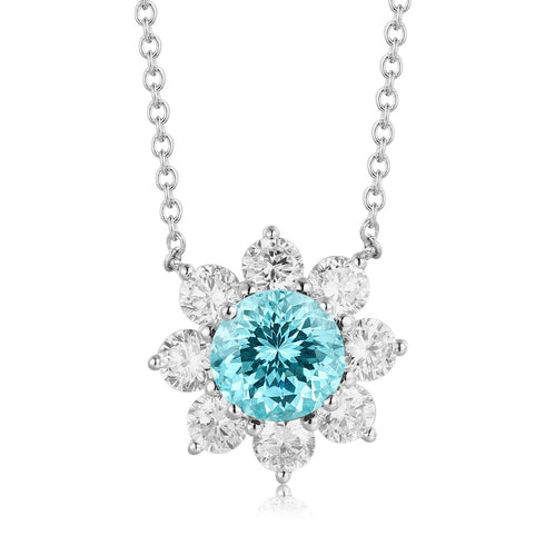 PT950 lab-grown diamond lab-grown Paraiba necklace (NSAB18243 Platinum)