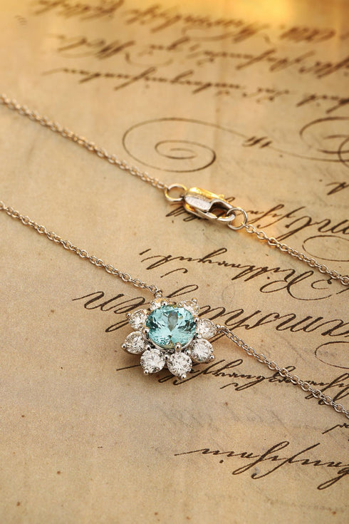 PT950 lab-grown diamond lab-grown Paraiba necklace (NSAB18243 Platinum)