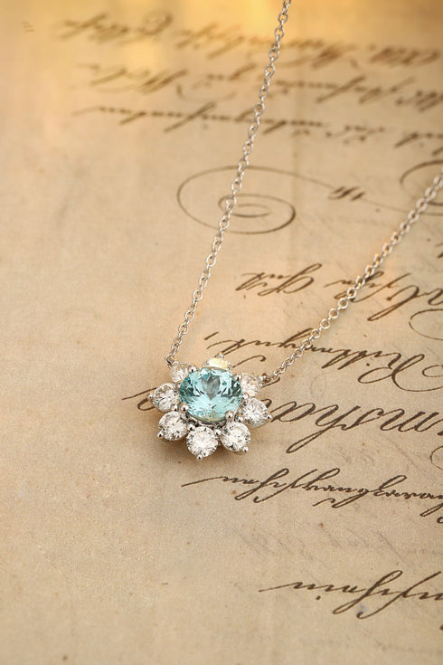PT950 lab-grown diamond lab-grown Paraiba necklace (NSAB18243 Platinum)