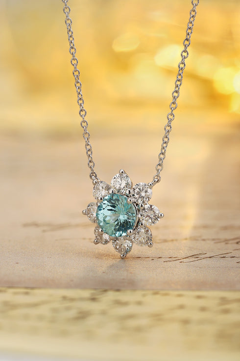 PT950 lab-grown diamond lab-grown Paraiba necklace (NSAB18243 Platinum)