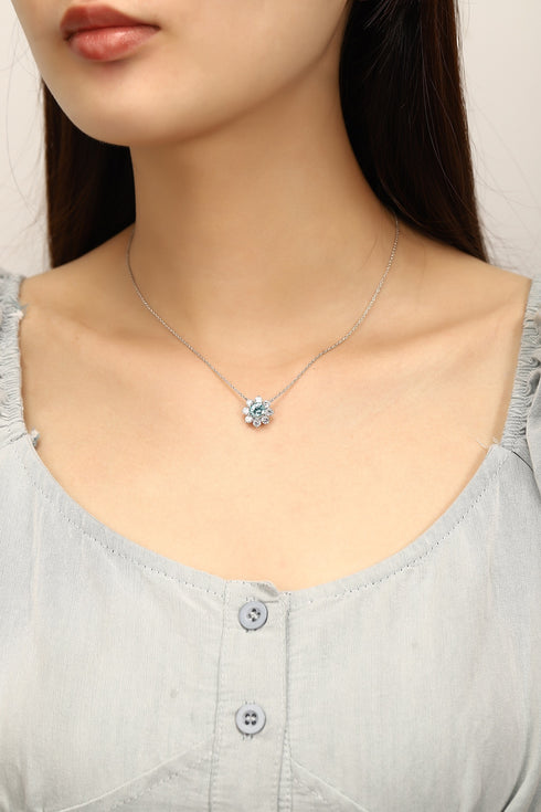 PT950 lab-grown diamond lab-grown Paraiba necklace (NSAB18243 Platinum)