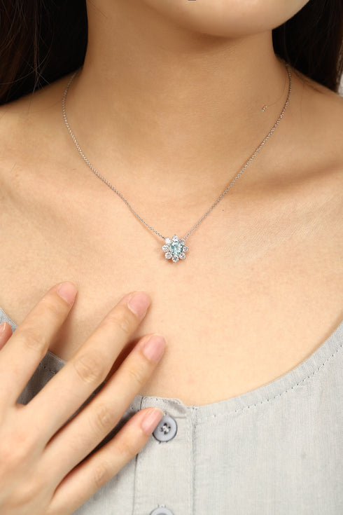 PT950 lab-grown diamond lab-grown Paraiba necklace (NSAB18243 Platinum)