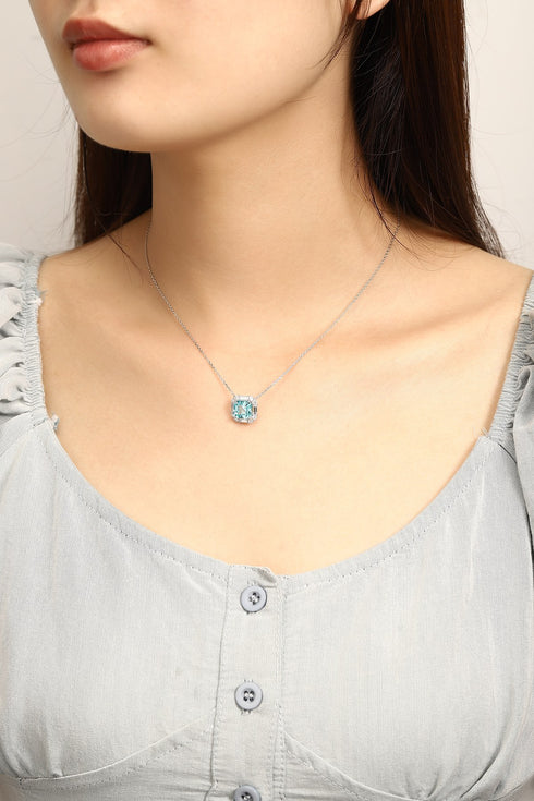 PT950 Cultured Diamond Cultured Paraiba Necklace (PRURN037 Platinum)