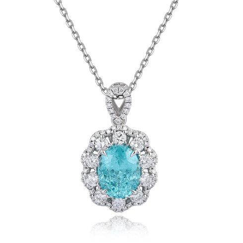 PT950 Cultivation Diamond Cultivation Paraiba Pendant (Without chain) (PN103 Platinum)