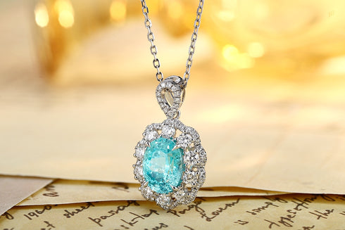 PT950 Cultivation Diamond Cultivation Paraiba Pendant (Without chain) (PN103 Platinum)