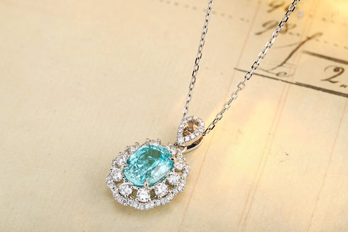 PT950 Cultivation Diamond Cultivation Paraiba Pendant (Without chain) (PN103 Platinum)