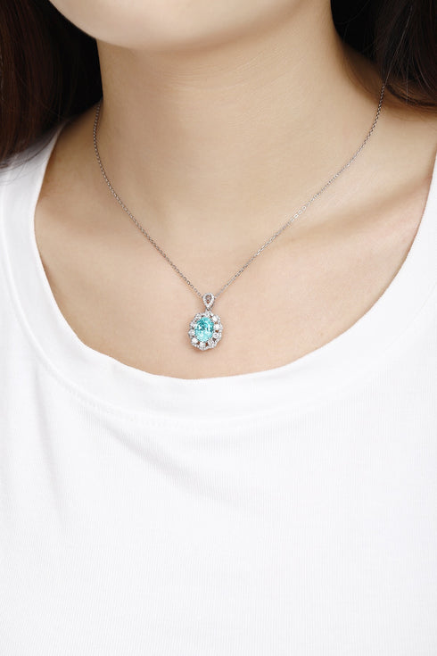 PT950 Cultivation Diamond Cultivation Paraiba Pendant (Without chain) (PN103 Platinum)