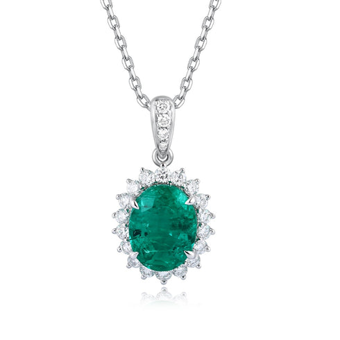 PT950 Cultivation Diamond Cultivation Emerald Pendant (Without chain) (JSEGN088 Platinum)