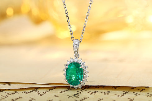 PT950 Cultivation Diamond Cultivation Emerald Pendant (Without chain) (JSEGN088 Platinum)
